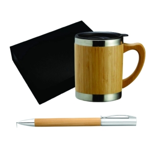 Kit Eco Personalizado Caneca Bambu & Caneta Ecológica