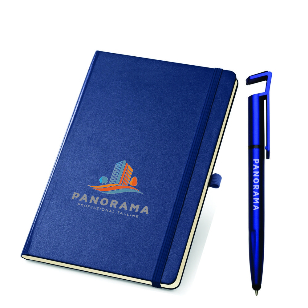 kit de caderno e caneta personalizados AZUL