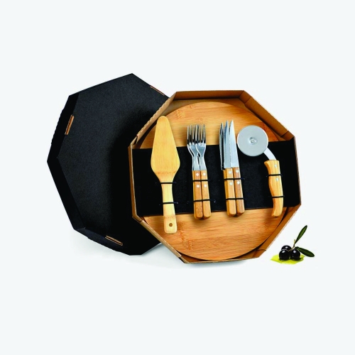 Conj. Para Pizza Em Bambu Personalizada-PD-10353