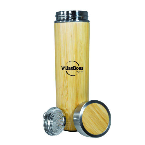 Garrafa Bambu Parede Dupla 500 ml com Infusor Personalizada-18642