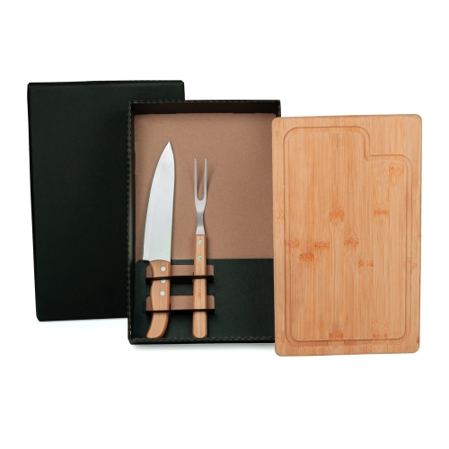 Kit Churrasco Personalizado com Tábua de Bambu, Faca 8-ME-04093
