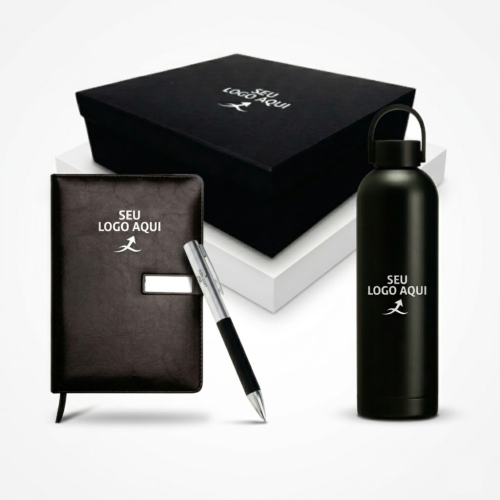 Kit Executivo Premium: Garrafa Inox 750ml, Caderneta e Caneta Metal-kit-18905