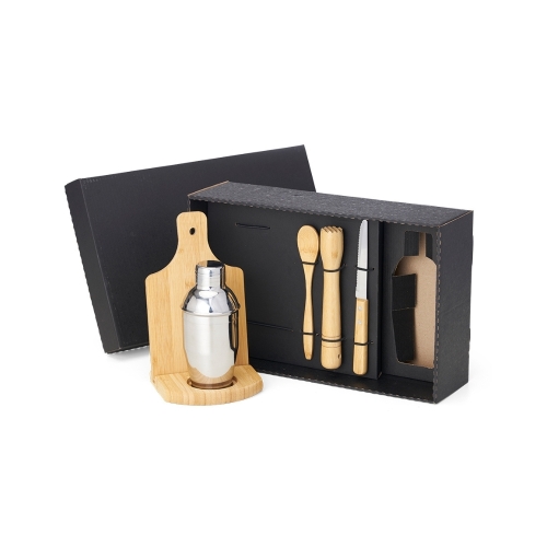 Kit Para Caipirinha Em Bambu Com Coqueteleira Personalizado - 6 Peças-KE-00423