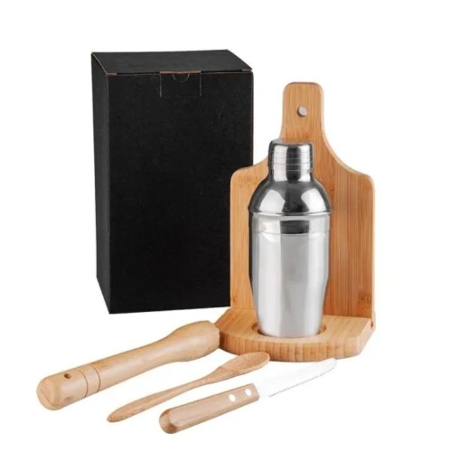 Kit Para Caipirinha Personalizado - Bambu e Inox | Brindes Exclusivos-KC-00423