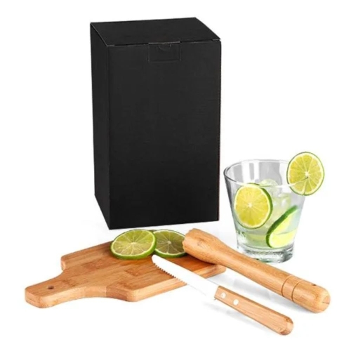 Kit Para Caipirinha em Bambu/Madeira Ibiza – 350ml – 4 Peças-KC-00253