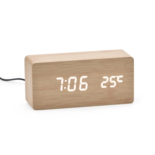 Relógio Despertador de Madeira com LED -18563B