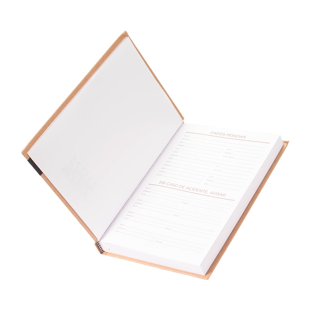 Agenda Diária 2026 Personalizada com Capa Kraft