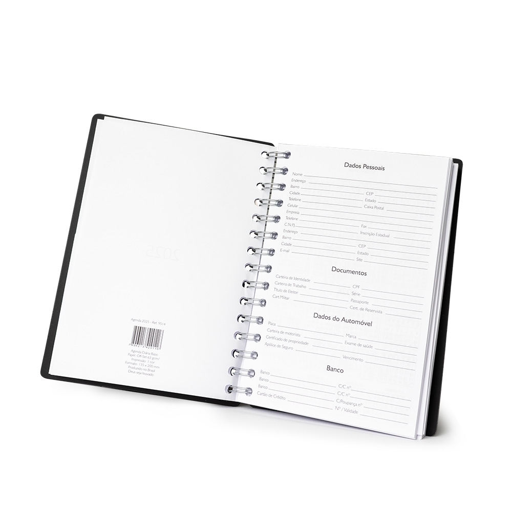 Agenda Diária 2026 Personalizada com Espiral