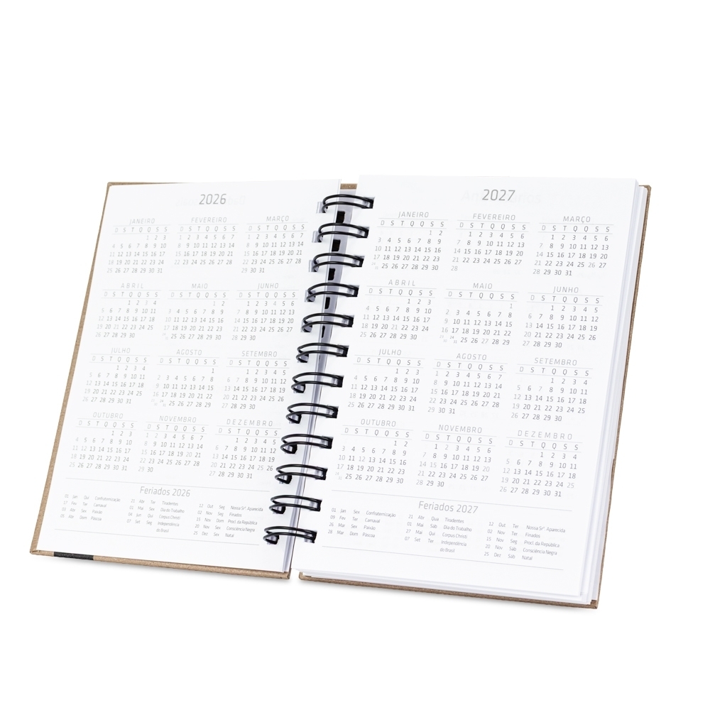 Agenda Diária 2027 Personalizada com Capa Kraft