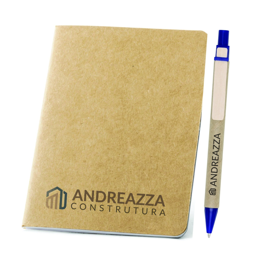 Caderneta e Caneta Ecológica Personalizada-93461kit