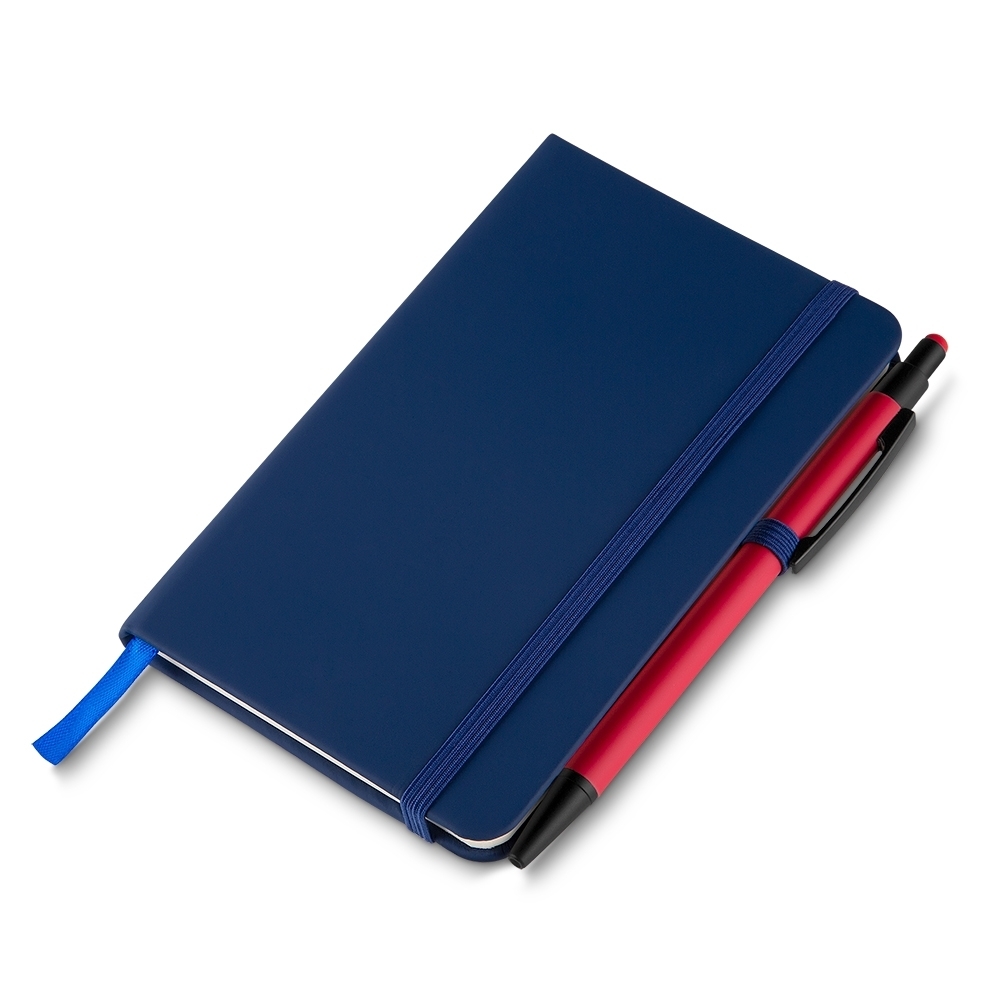 Caderneta tipo Moleskine com Porta Caneta 