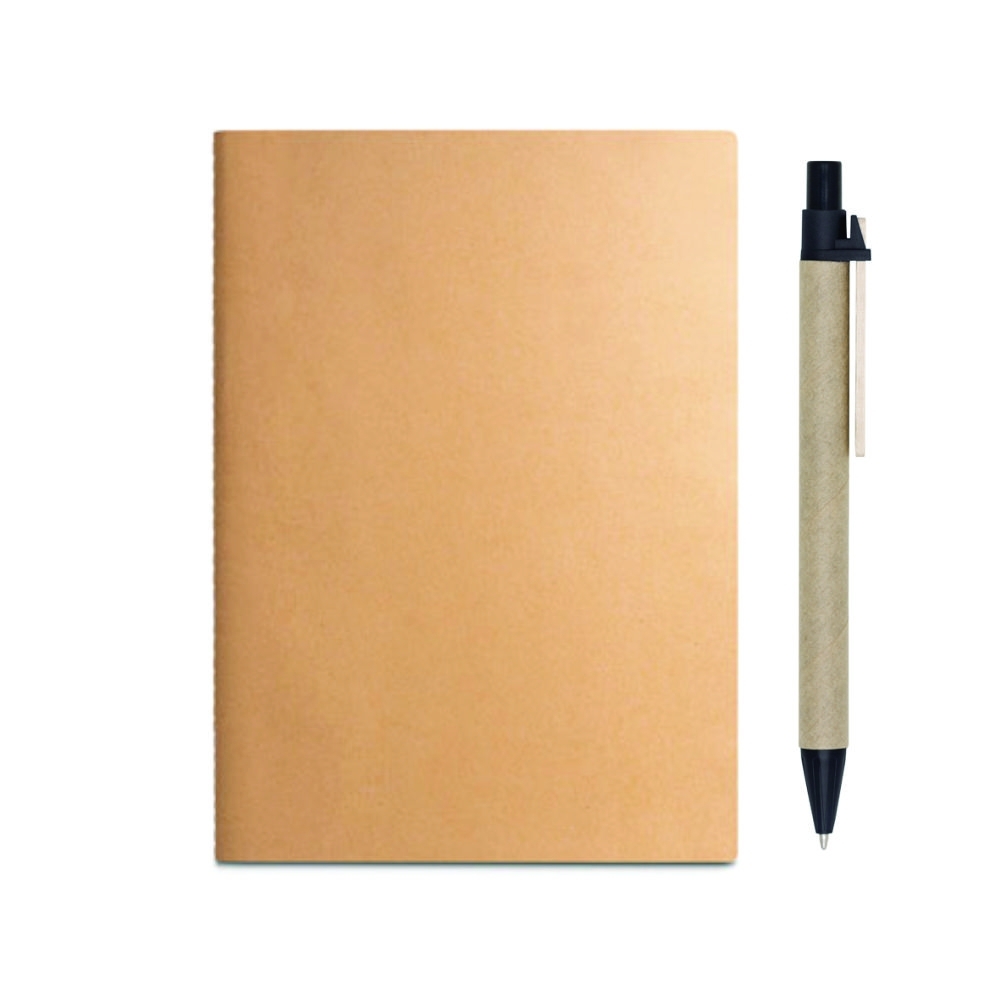 Caderno e caneta ecológica PRETO-93274kit-PRE