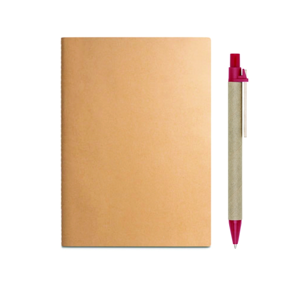 Caderno e caneta ecológica VERMELHO-93274kit-VM