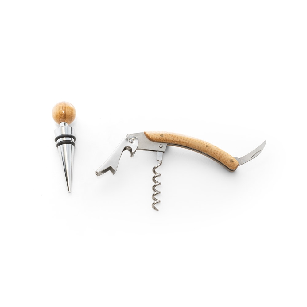 Conjunto de Vinho Personalizado em Metal e Bambu BARBERA