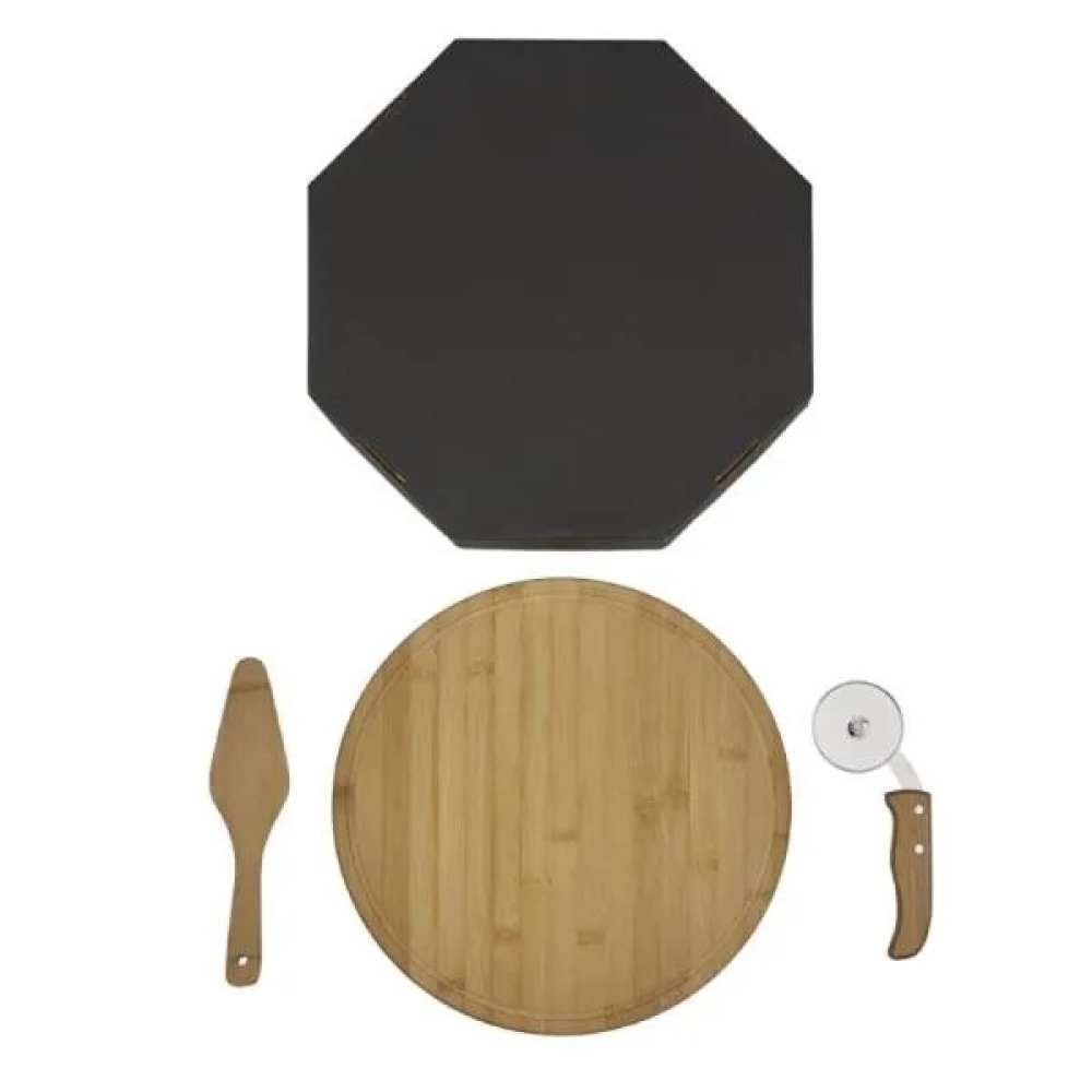 Conjunto para Pizza em Bambu 35cm – 3 Peças Personalizado