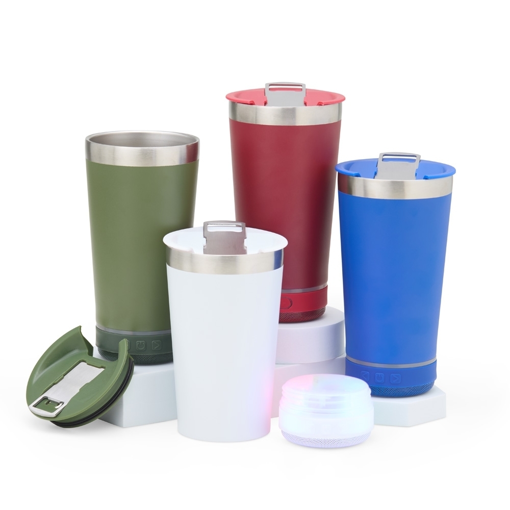 Copo Térmico 400ml com Caixa de Som Bluetooth