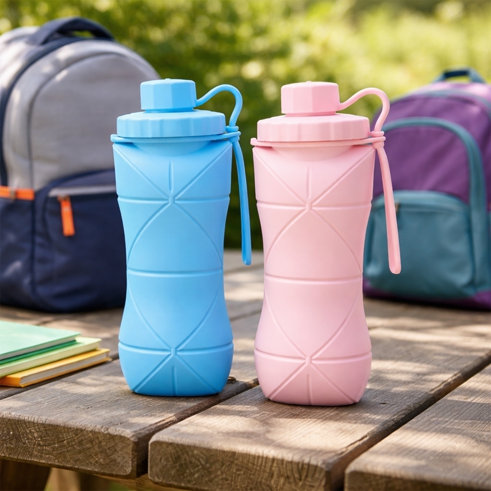 Garrafa Dobrável Silicone 600ml Personalizada