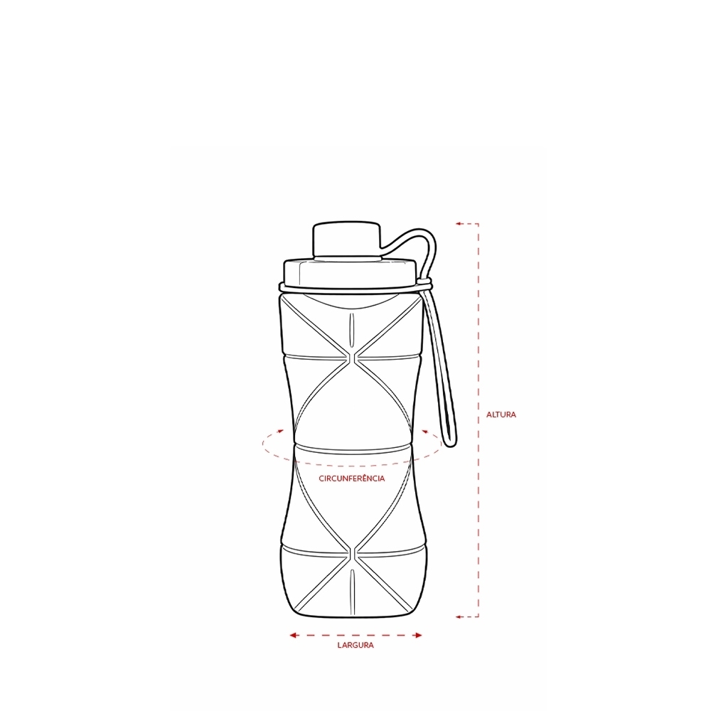 Garrafa Dobrável Silicone 600ml Personalizada