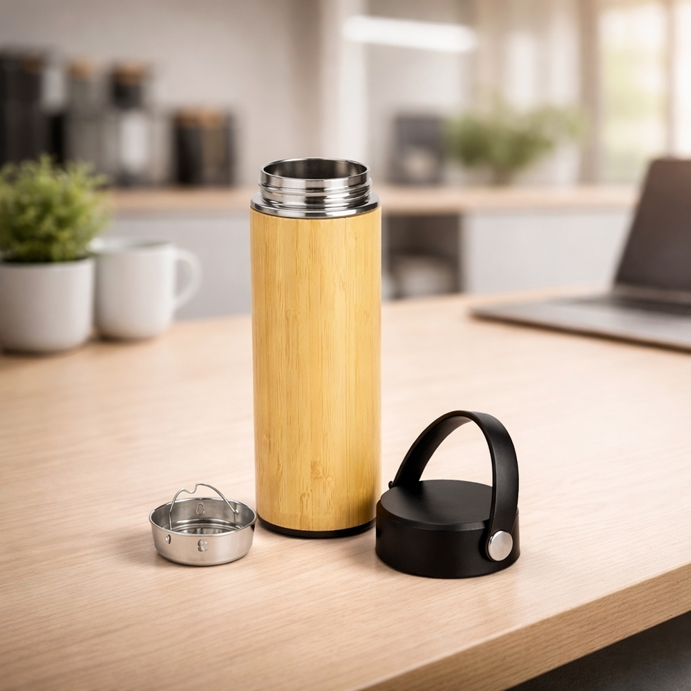Garrafa Térmica Bambu 400ml Personalizada