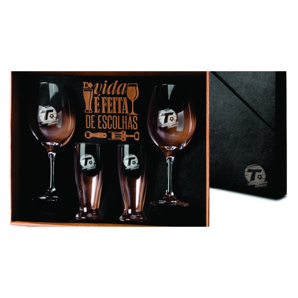 Jogo De Copos Personalizados De Vidro P/ Vinho / Cerveja