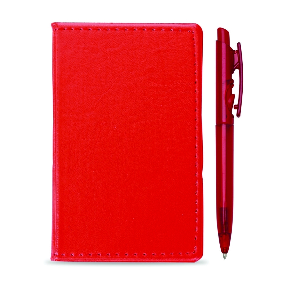 Kit Bloco de Anotações com Autoadesivos e Caneta VERMELHO-0191kit-VM