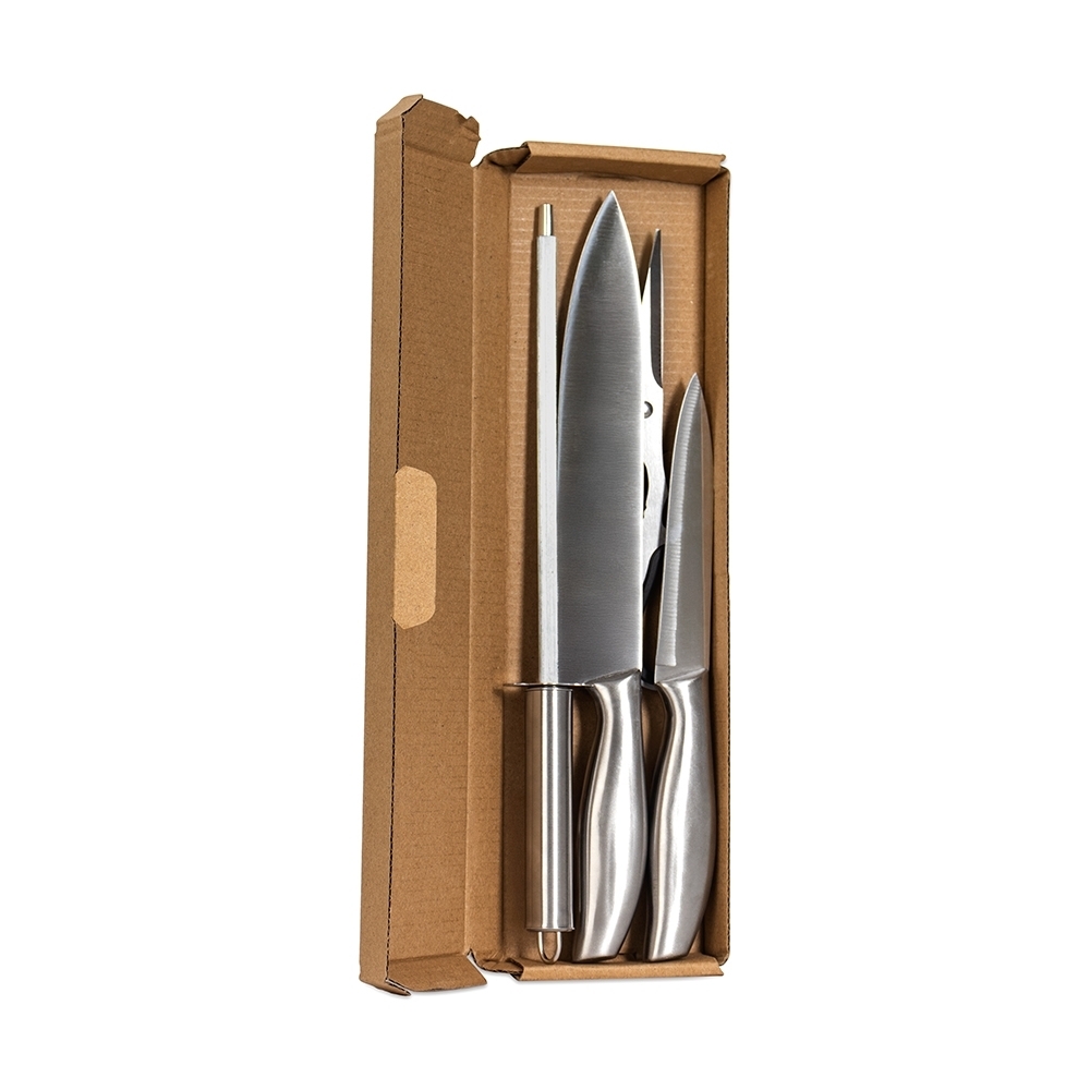 Kit Churrasco 4 Peças em Inox Personalizado para Empresas