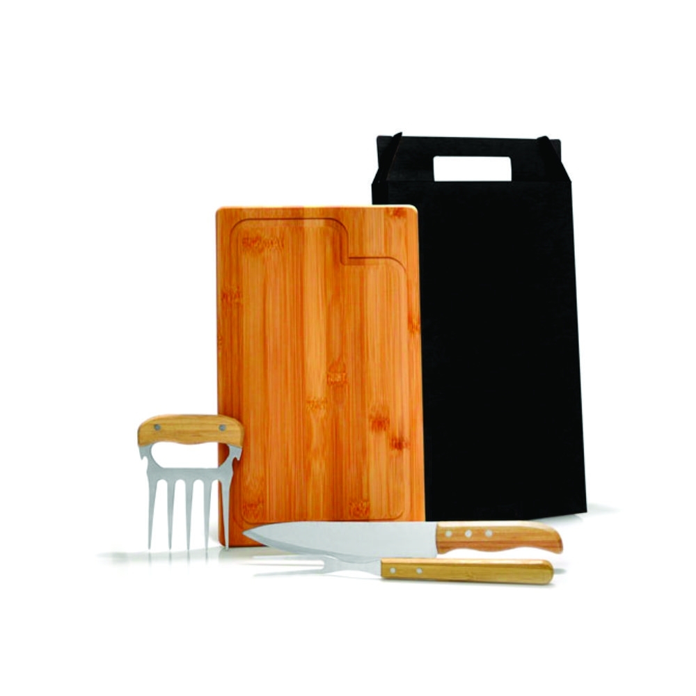 Kit Churrasco em Bambu com Faca, Garfos e Tábua-KT-90308