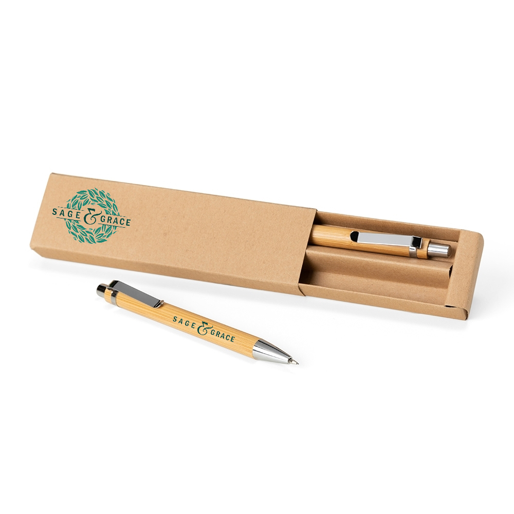 Kit Caneta e Lapiseira Bambu Personalizado Ecológico-14681
