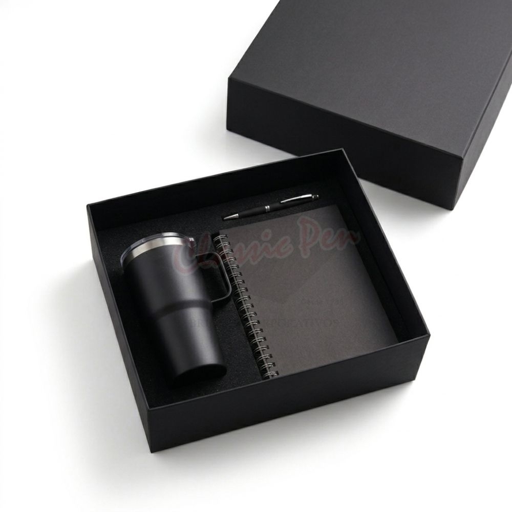 Kit Executivo Premium: Caderno, Caneca Térmica e Caneta