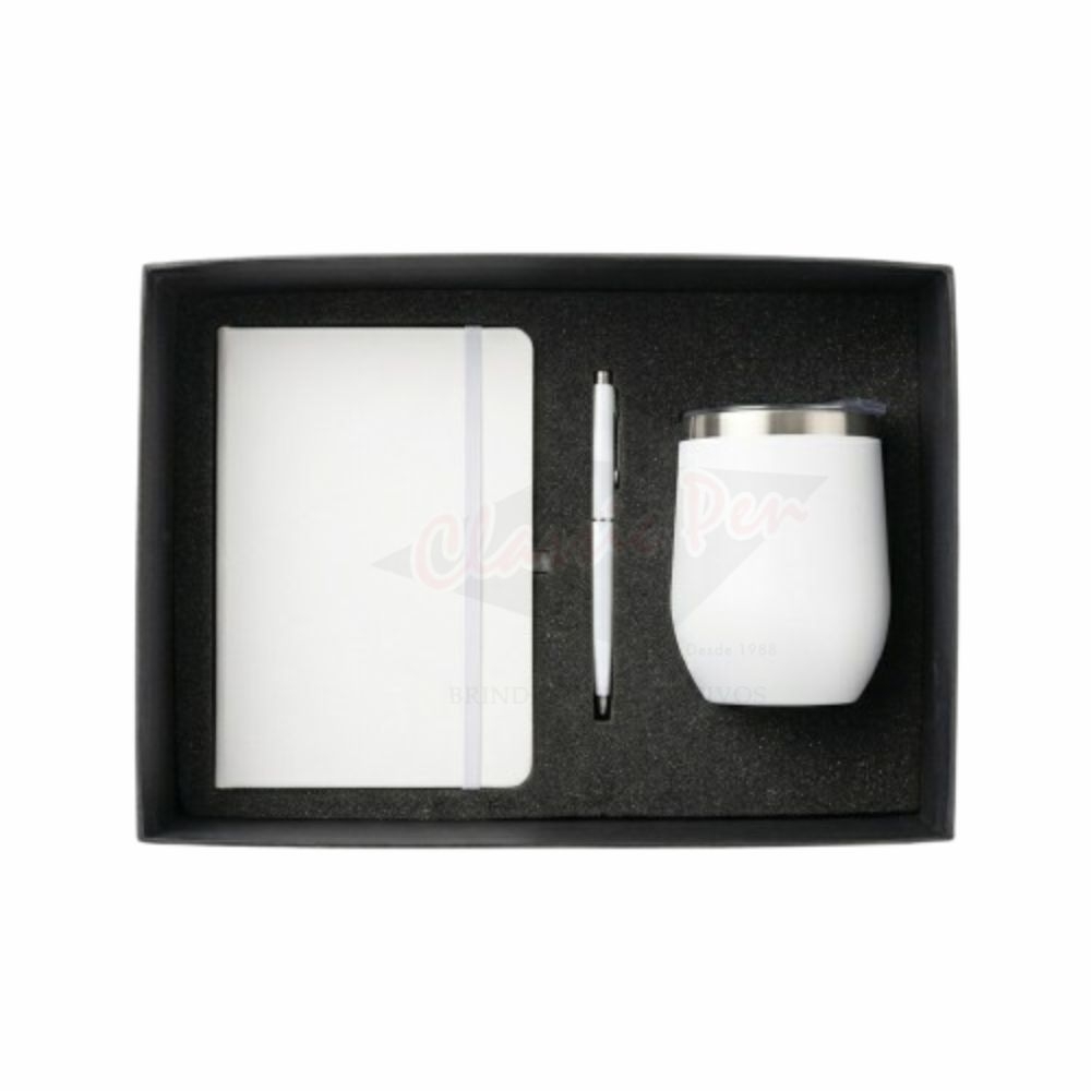 Kit Executivo com Caderneta Emborrachada e Copo Térmico Inox e Caneta-13546T-Kit