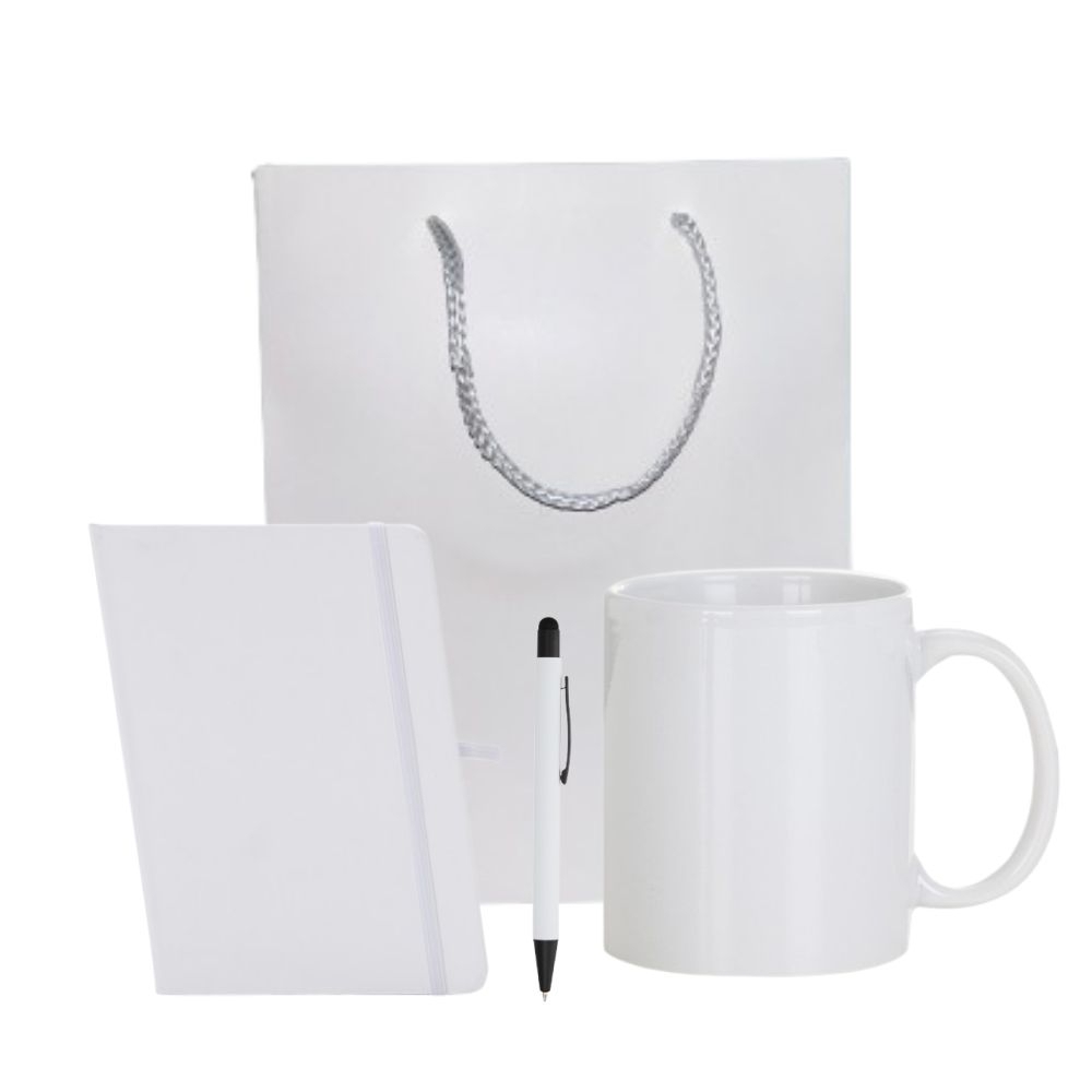 Kit Personalizado para Brindes Corporativos - Caneca, Caderneta e Caneta