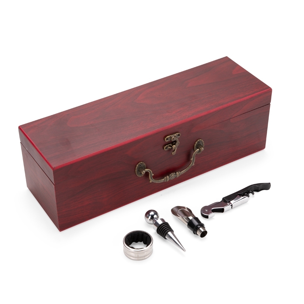 Kit Vinho 4 Peças com Estojo MDF