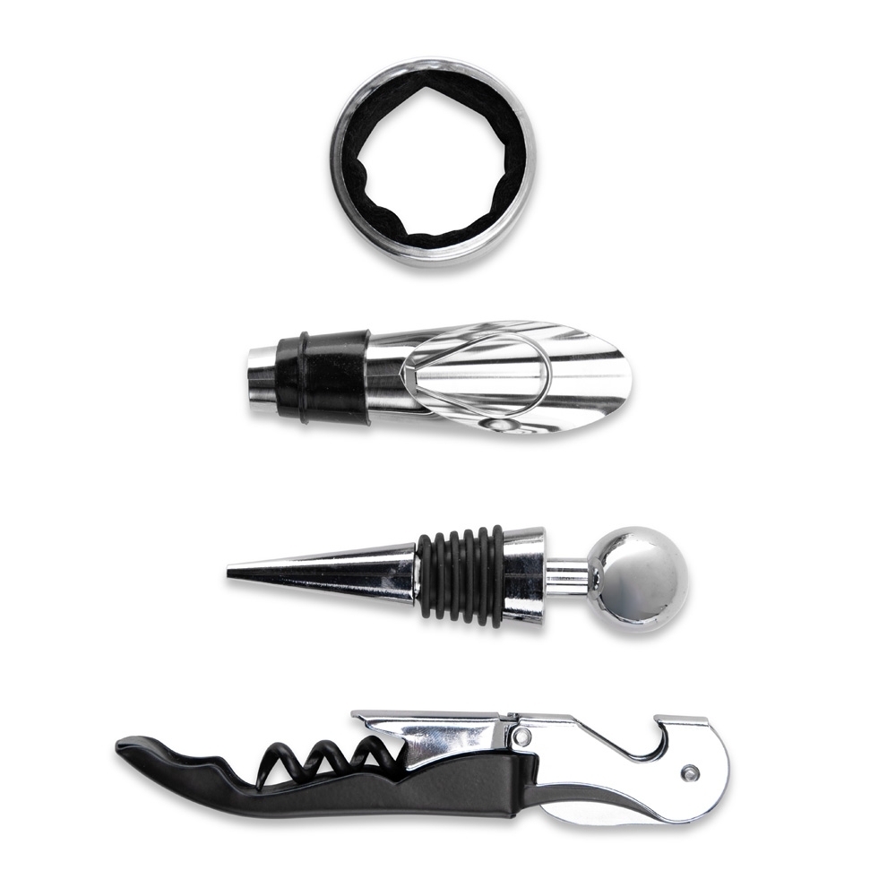 Kit Vinho 4 Peças com Estojo MDF