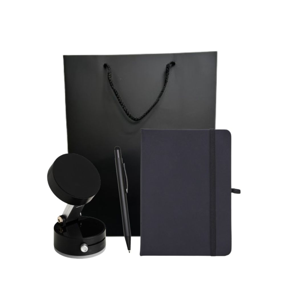 Kit de Brindes Caderneta, Caneta e Suporte para Celular