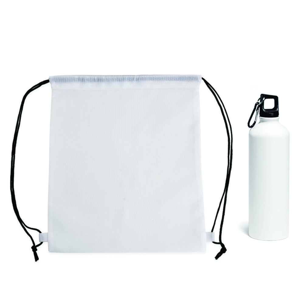 Mochila saco e Squeeze BRANCO-94633kit-BRA