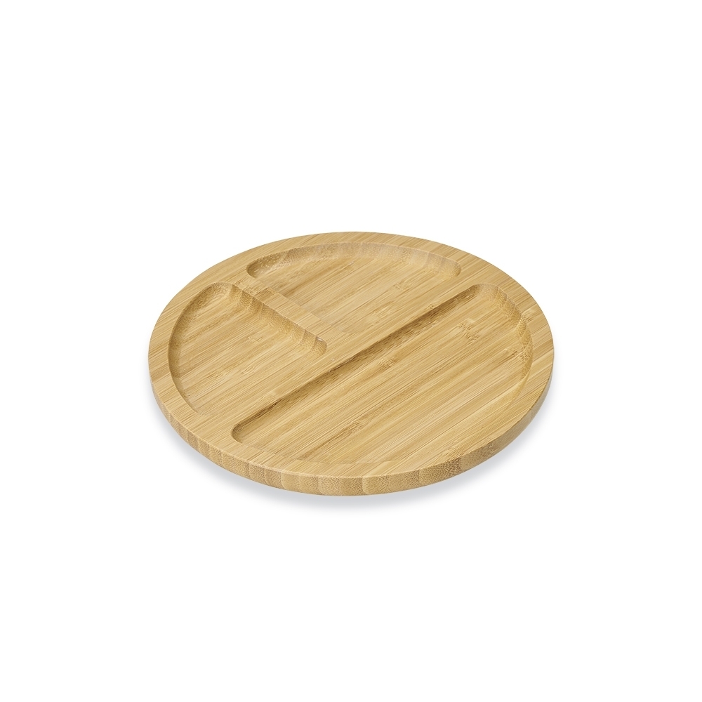 Petisqueira Pequena de Bambu Personalizada com 3 Divisórias-18666PC