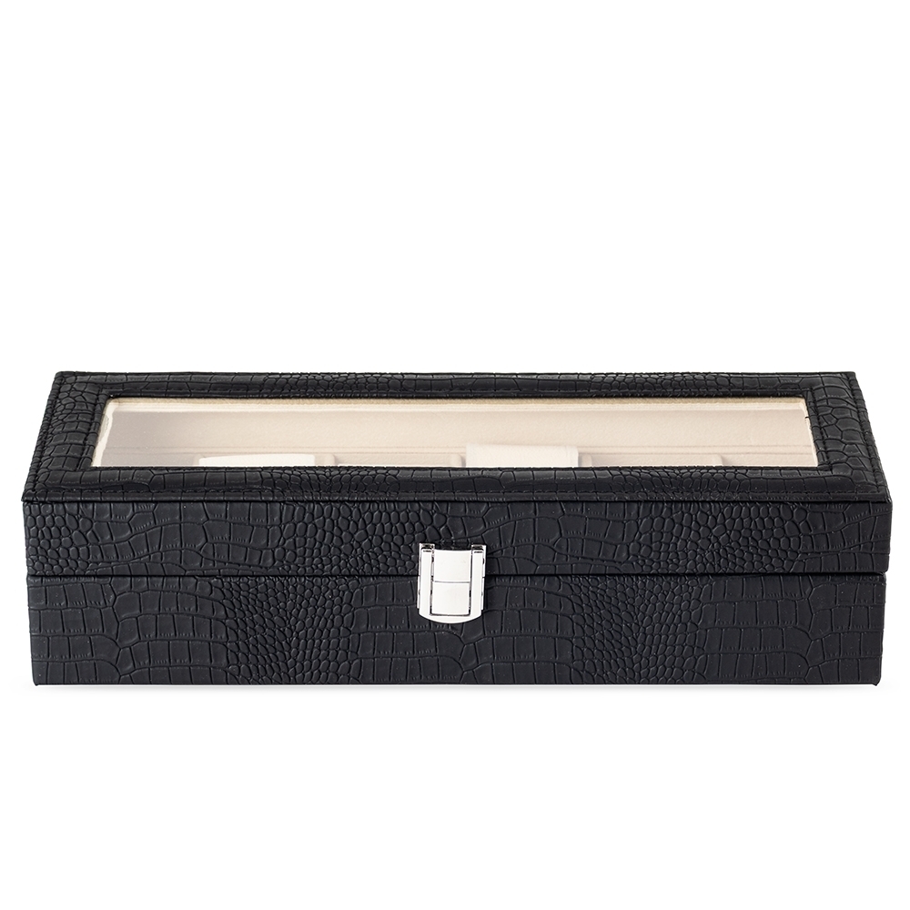 Porta-Relógios com 6 Divisórias em Couro Sintético