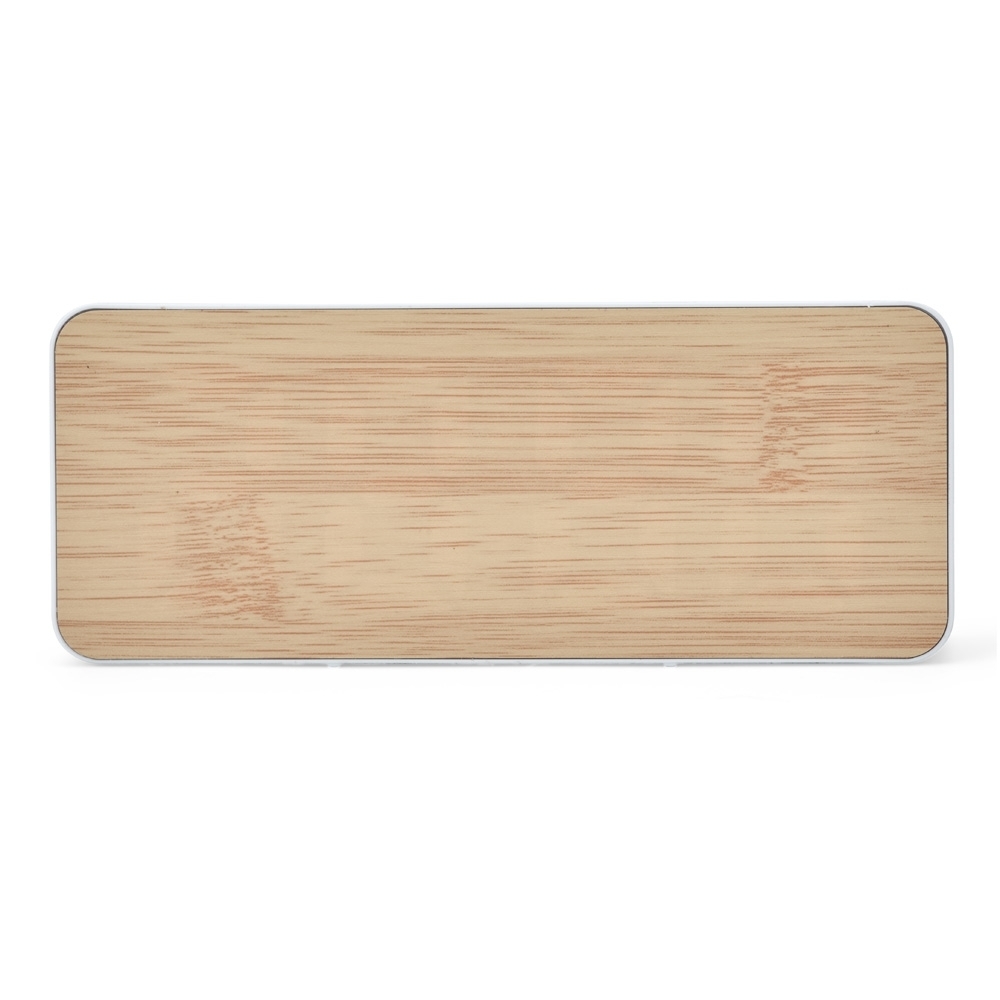 Relógio Despertador de Mesa com LED em Bambu 