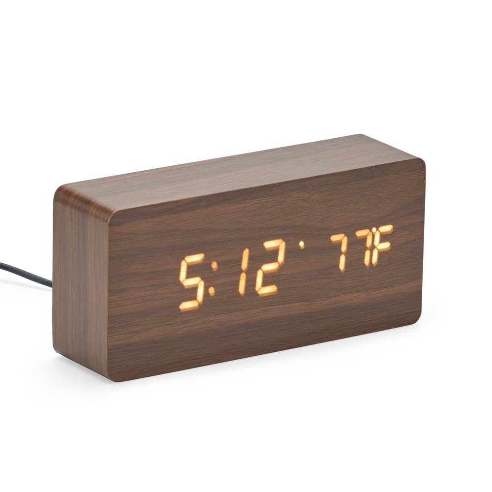 Relógio Despertador de Madeira com LED -18563B
