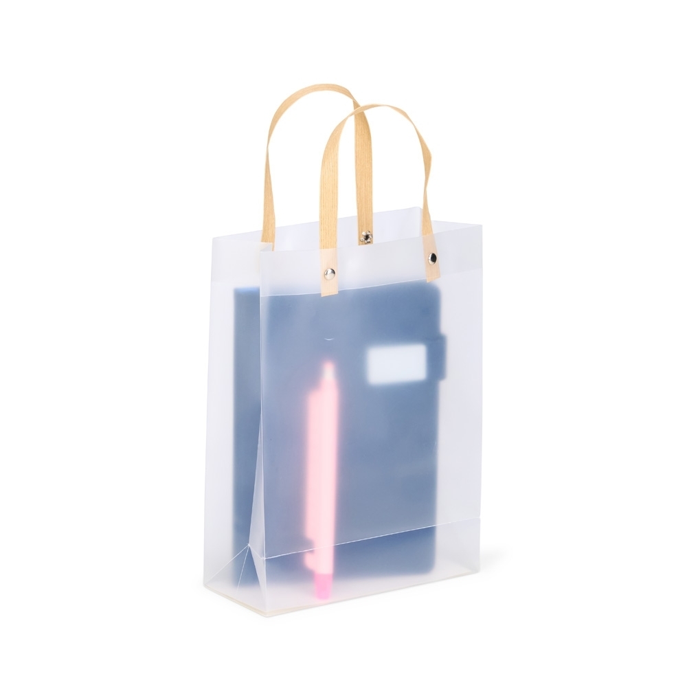 Sacola Plástica Minimalista com Alça de Papelão