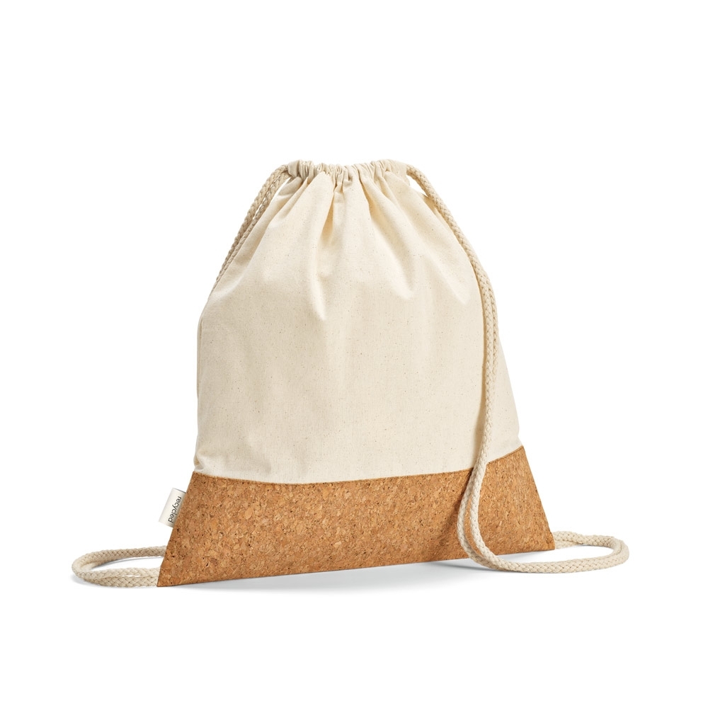Sacola Tipo Mochila em Algodão com Base em Cortiça