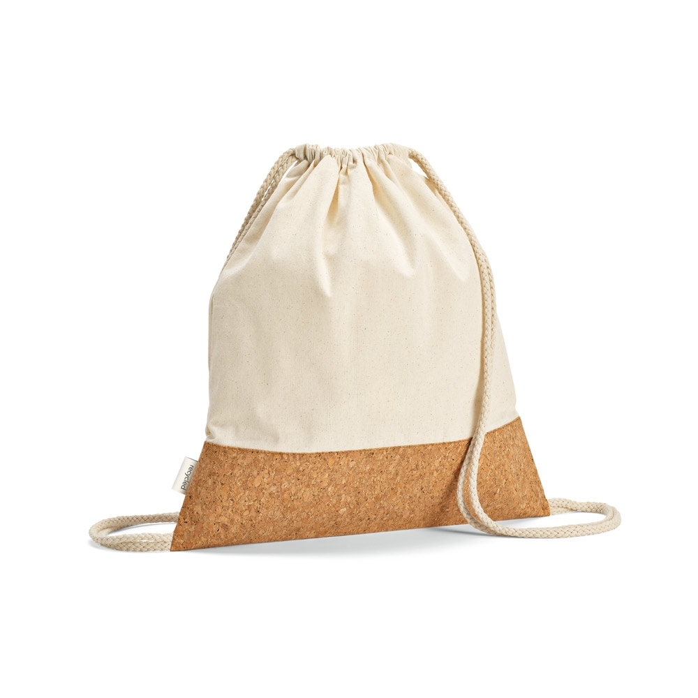 Sacola Tipo Mochila em Algodão com Base em Cortiça