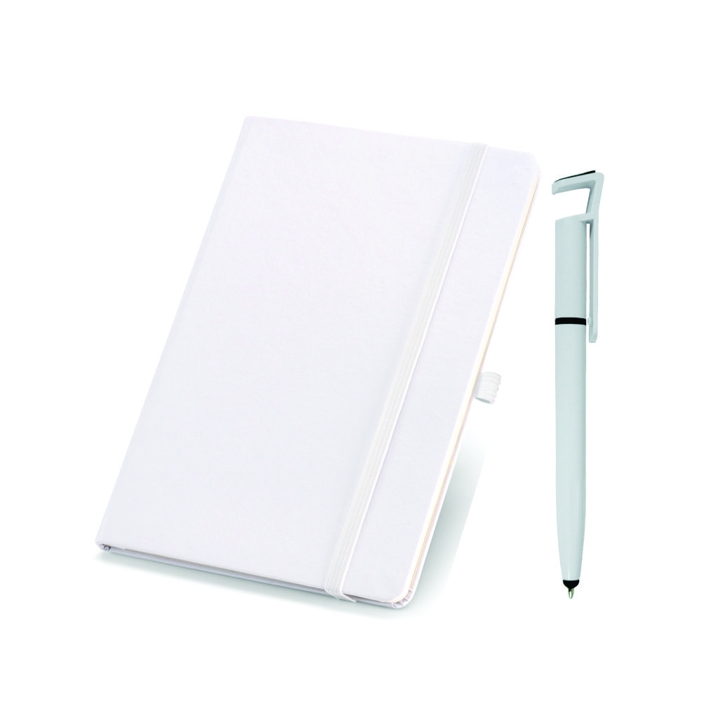 kit de caderno e caneta personalizados BRANCO-1220kit-BRA