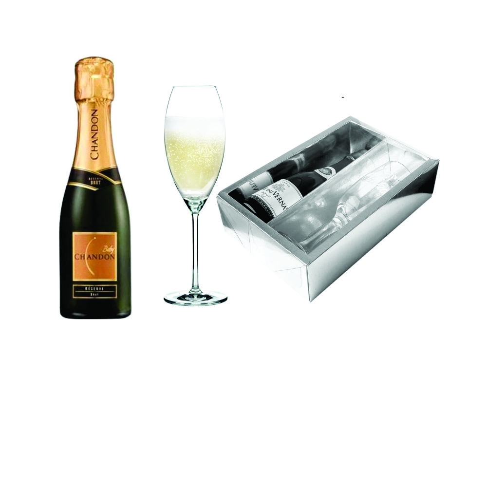 Kit Taça e Mini Chandon em caixa Personalizada